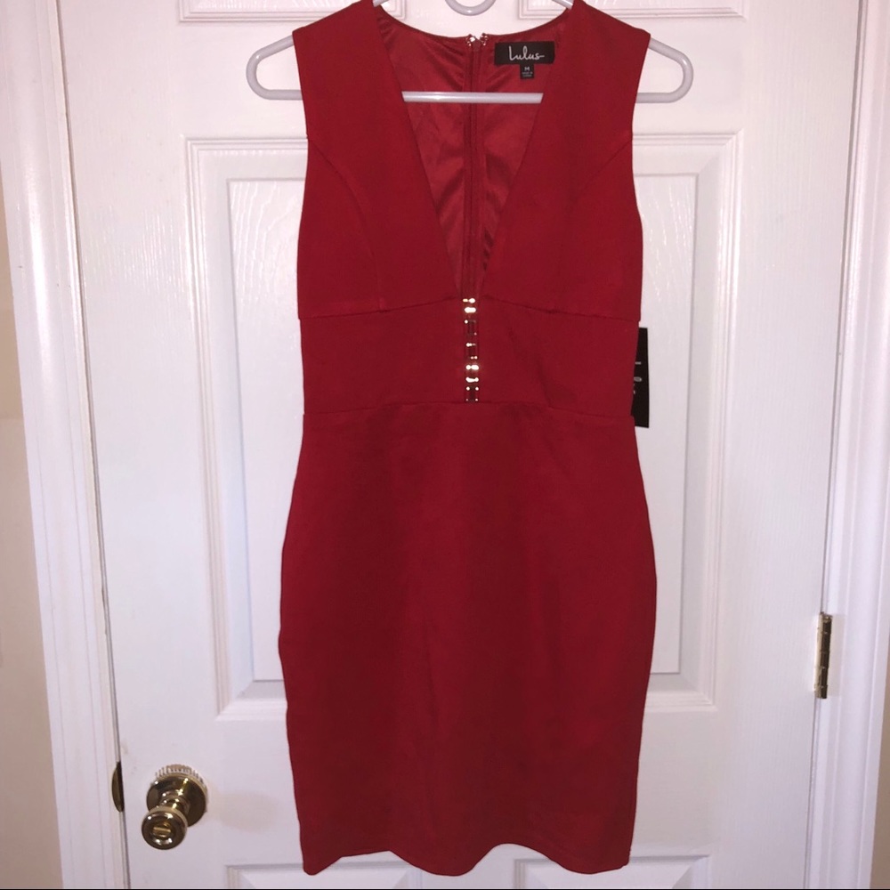 Lulu’s Red V neck Mini Dress